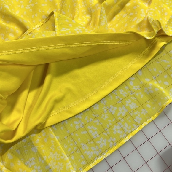 DKNY Yellow/White Floral Tie-Neck Smock Waist/Cuff Career Cottage Midi Dress 4 - Picture 8 of 16